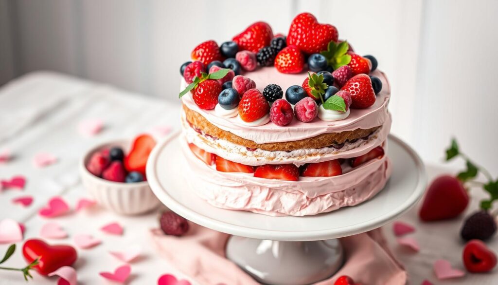 Valentine's Berry Cream Cake Design