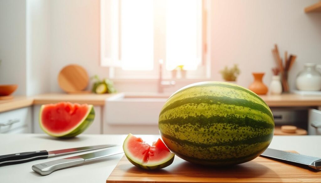 preparing fresh watermelon