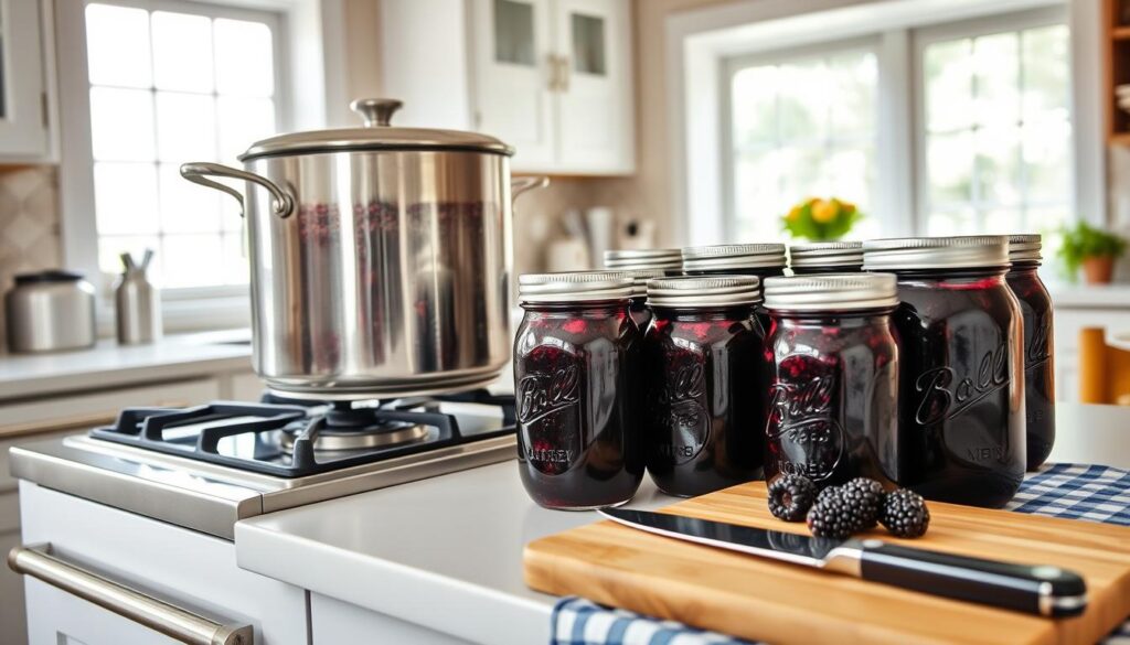 Water Bath Canning for Blackberry Jam